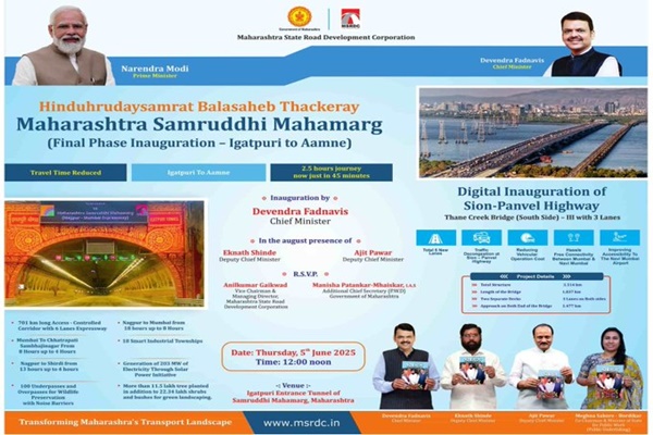 Maharashtra CM Fadnavis to inaugurate final 75 km phase of Samruddhi Highway