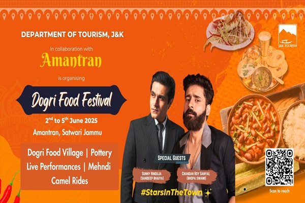 J&K Tourism to Host Dogri Food Festival at Amantran from June 2–5