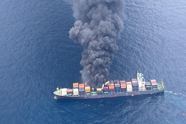 Indian Navy rescues 18 crew after fire on Singaporean Ship MV Wan Hai 503