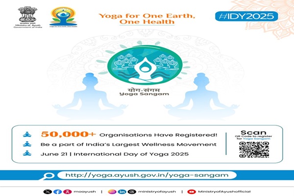Over 50 thousand organisations from across the country register to host Yoga Sangam