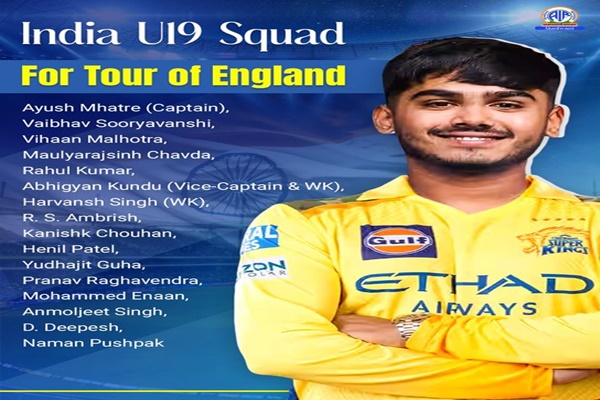 BCCI announces replacements in U-19 squad for England tour