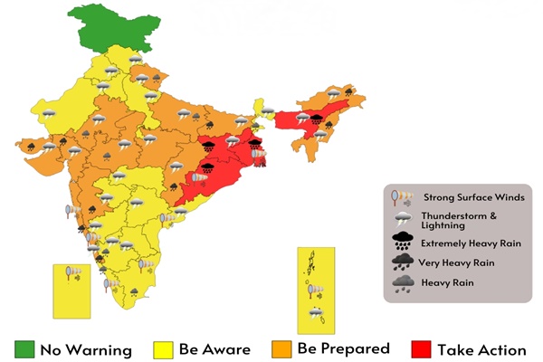 IMD warns of extremely heavy rain in East, thundersquall in MP