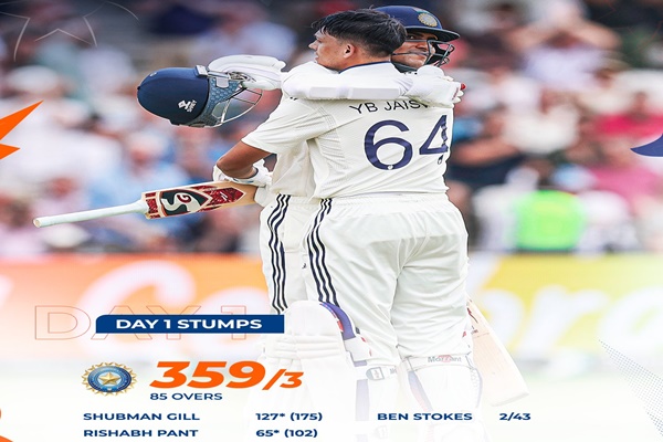 1st Test Day 1: Shubman Gill’s century and Rishabh Pant’s half century help India post 359/3 at Stumps