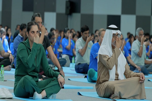 UAE Minister Sheikh Nahyan attends International Day of Yoga celebrations at Abudhabi
