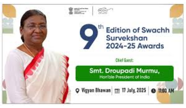राष्ट्रपति द्रौपदी मुर्मु आज नई दिल्ली में स्वच्छ सर्वेक्षण 2024-25 पुरस्कार प्रदान करेंगी