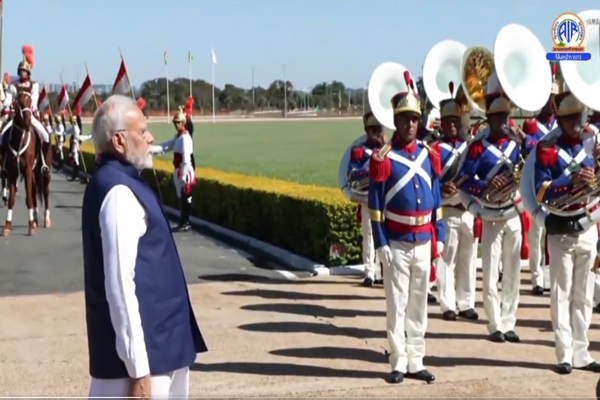 PM Modi accorded ceremonial welcome in Brasilia