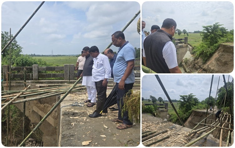 ধেমাজি-আমগুৰি-বগীবিল পথত লেছীয়াঘাট দলঙ পৰিদৰ্শন মন্ত্রী ডাঃ ৰণোজ পেগুৰ