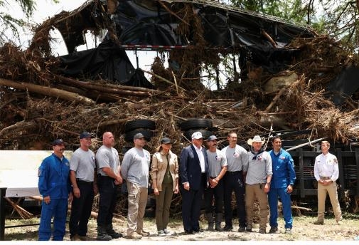 US President Donald Trump visits flood-stricken central Texas