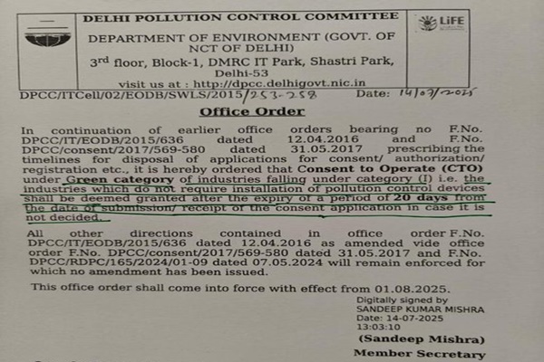 Delhi govt cuts pollution clearance time to 20 days for green industries