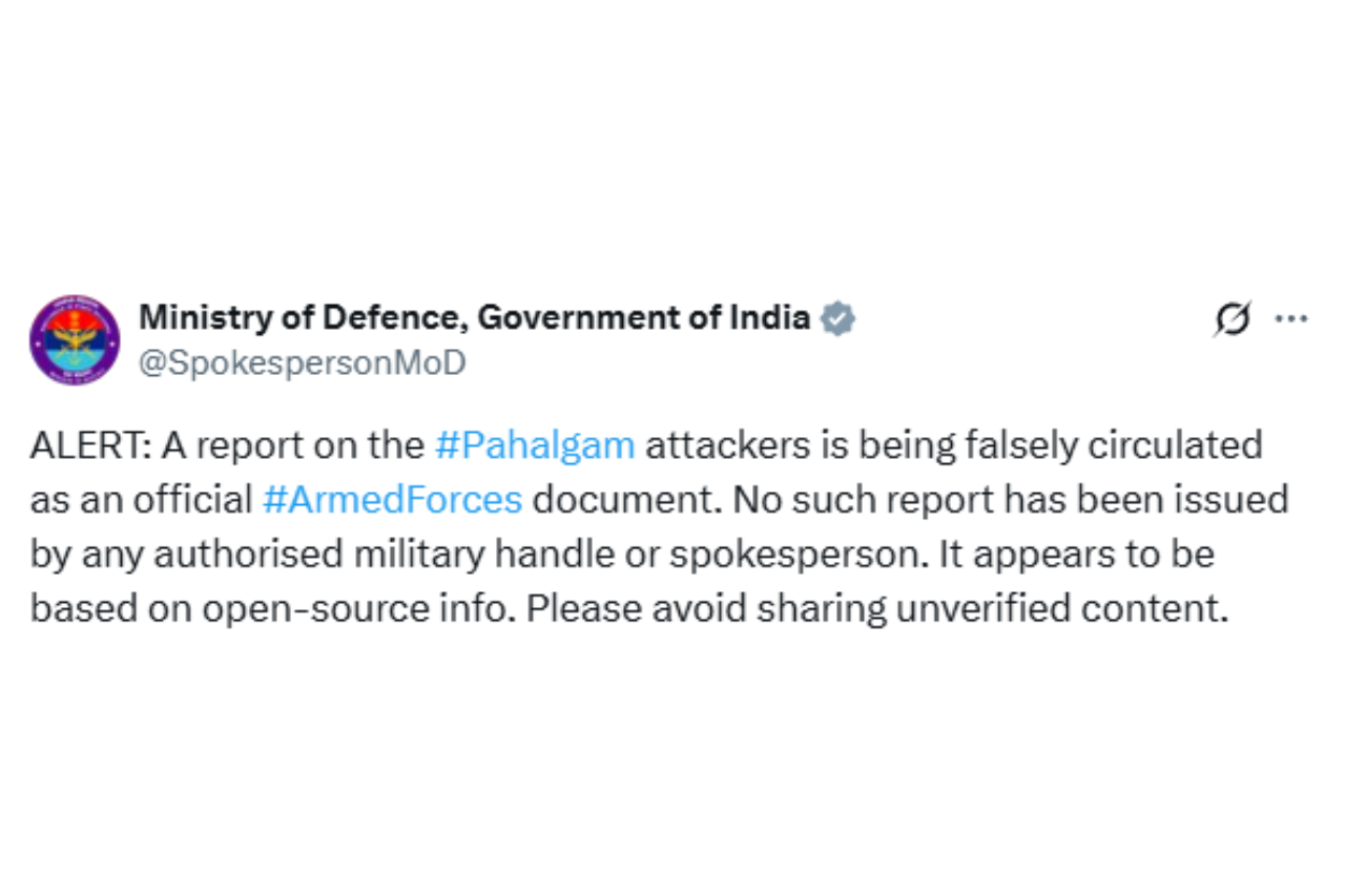 Defence Ministry Refutes Social Media Claims on Pahalgam Attacker Details