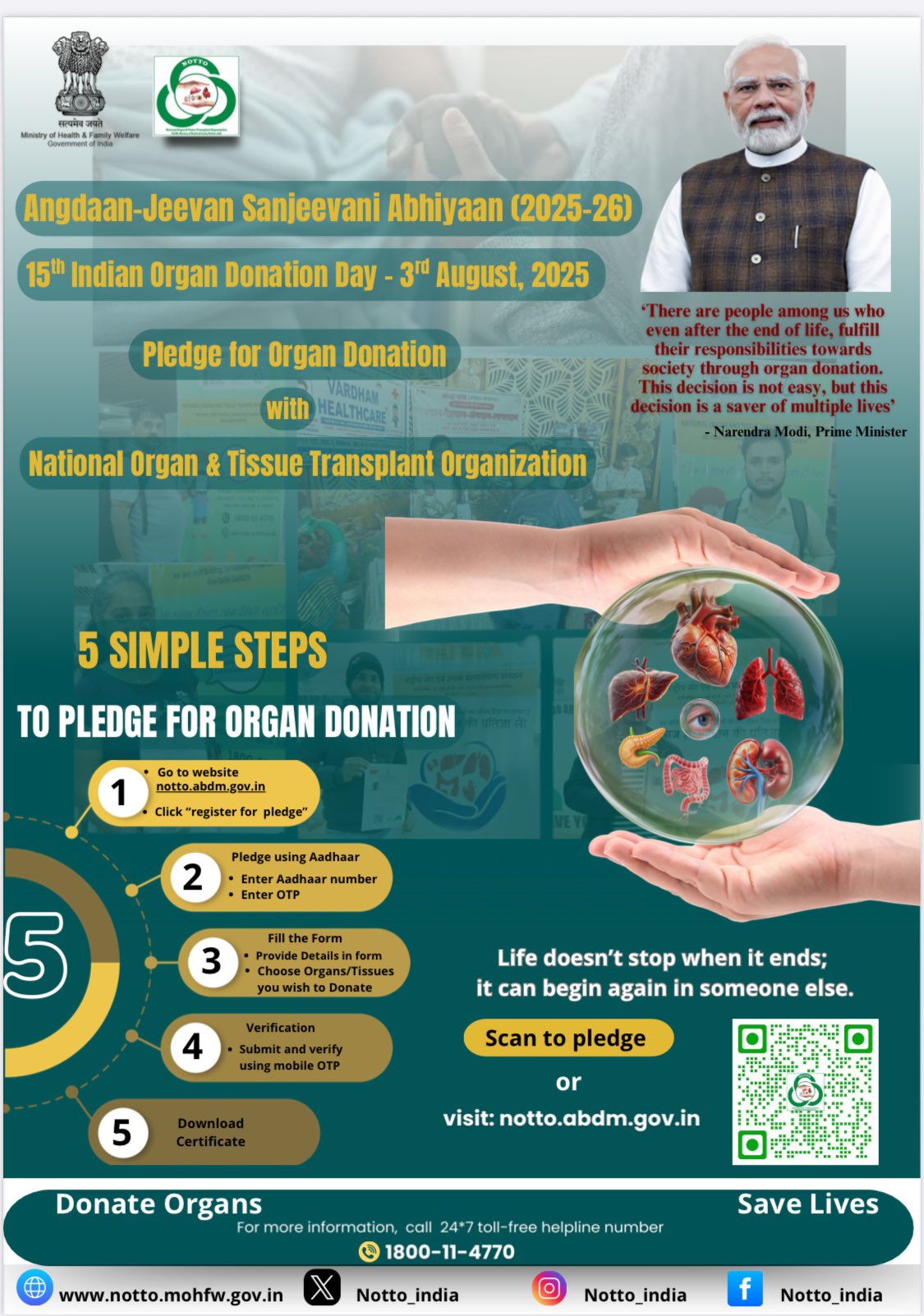 Telangana awarded with maximum number of organ donations in the country