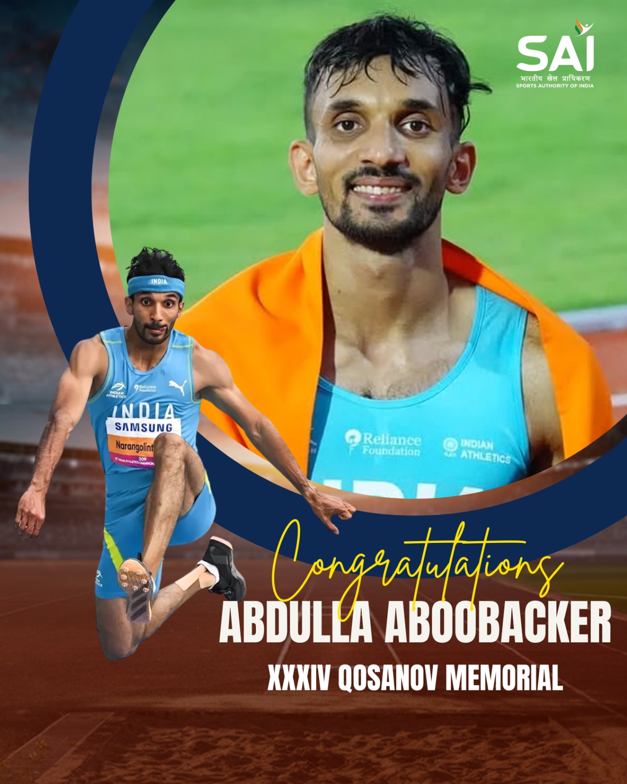 Abdulla Aboobacker wins men’s triple jump title at Qosanov Memorial 2025 athletics meet
