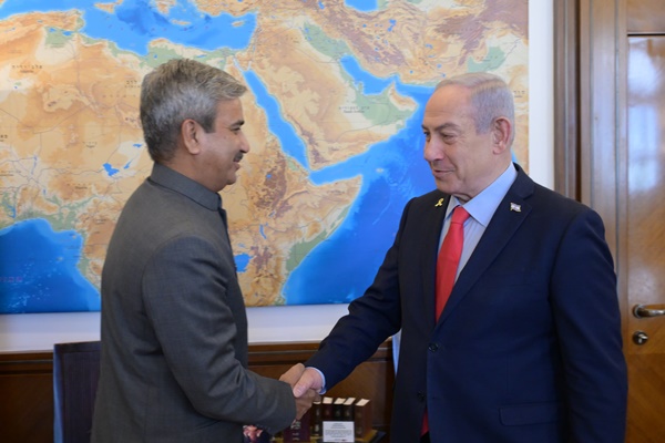 Israeli PM Benjamin Netanyahu meets Indian Ambassador J.P. Singh