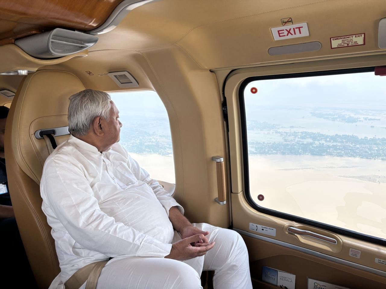 Bihar CM Nitish Kumar conducts aerial survey of  flood-affected areas
