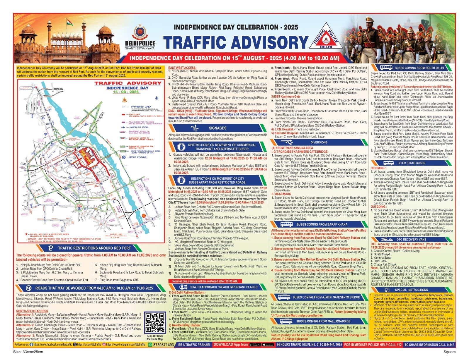 Delhi police issues traffic advisory for Independence Day ceremony