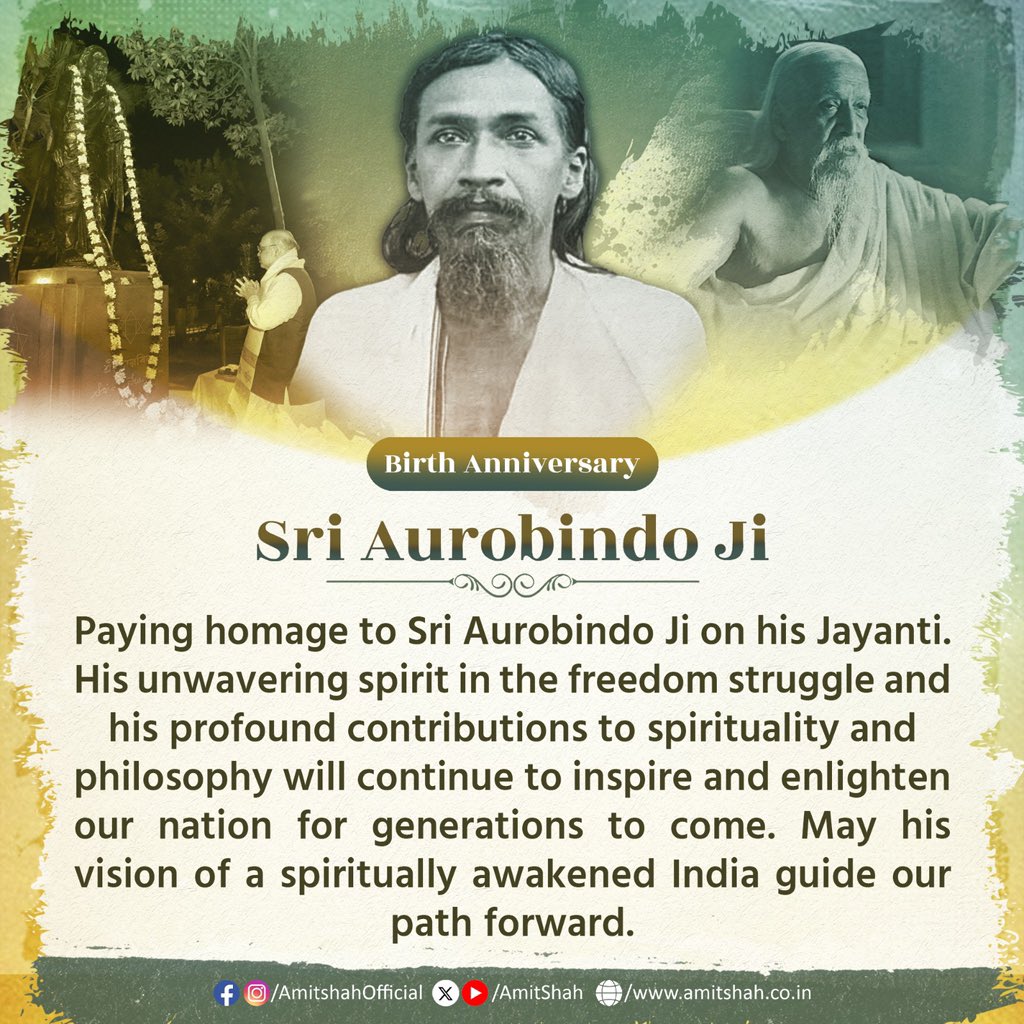 PM Modi, HM Amit Shah pay homage to Sri Aurobindo on his Birth Anniversary
