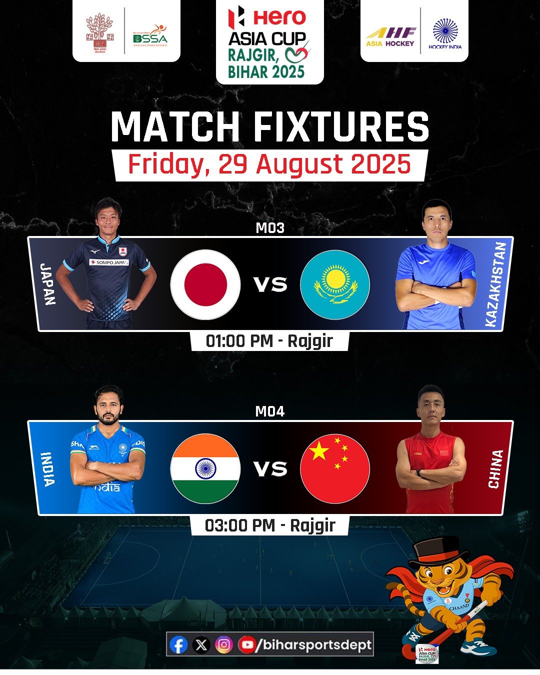Men’s Asia Hockey Cup 2025 to begin today at Rajgir in Bihar