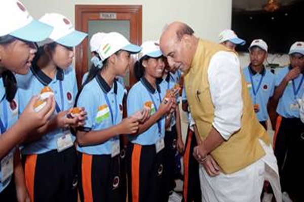 Raksha Mantri emphasises on character building alongside academic  during interaction with Tribal students