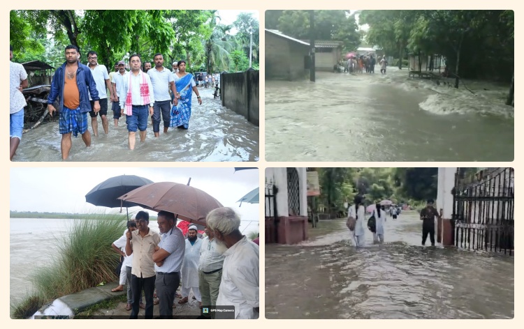 ৰাজ্যত নেৰানেপেৰা বৰষুণৰ ফলত কেইবাখনো জিলাত পুনৰ বান