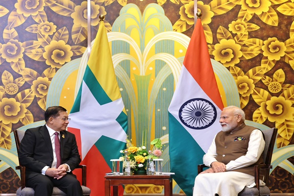 PM Modi Meets Myanmar’s Min Aung Hlaing on SCO Summit Sidelines