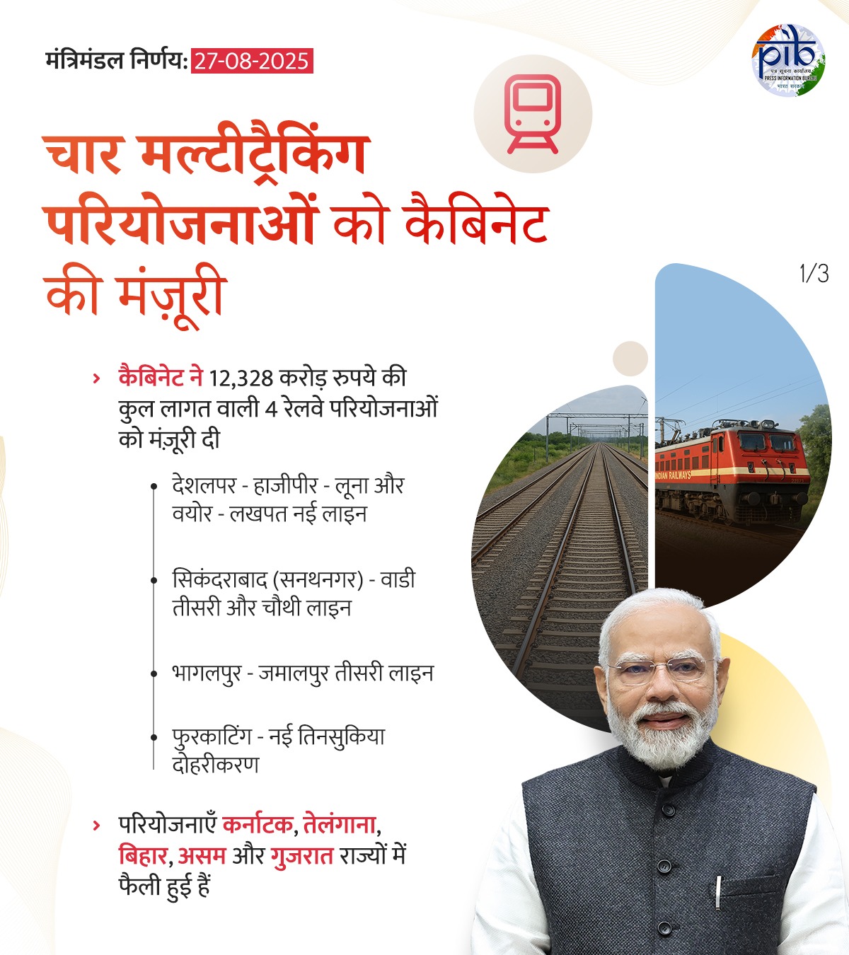 Cabinet Approves Multi-Tracking Projects for Four States, New Rail Line in Kutch