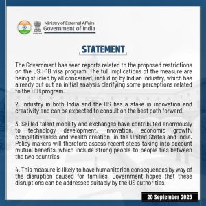 Implications of US H1B Visa Restrictions Being Studied: MEA