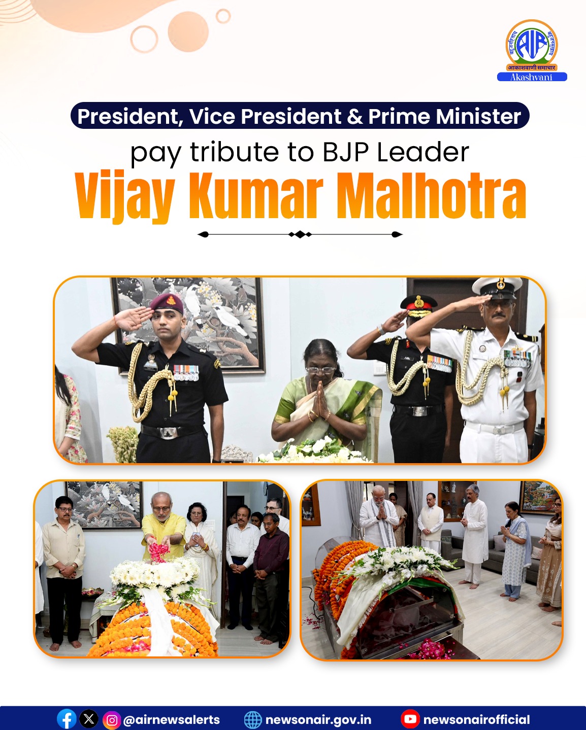 President, Vice-President, PM Pay Last Respects to BJP Leader Vijay Kumar Malhotra