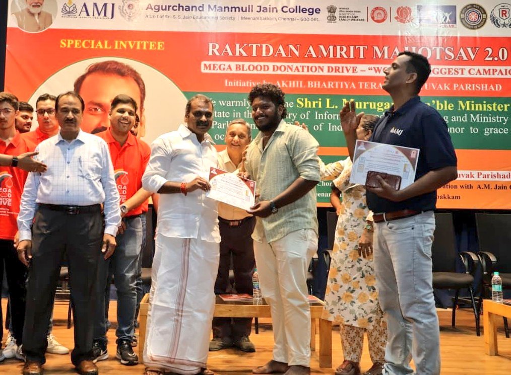 Union Minister Dr. L. Murugan Launches “RaktDan Amrit Mahotsav 2.0” Blood Drive on PM Modi’s Birthday