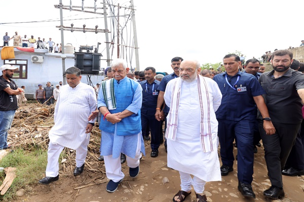 HM Amit Shah visits flood-hit areas of Jammu to take stock of the situation