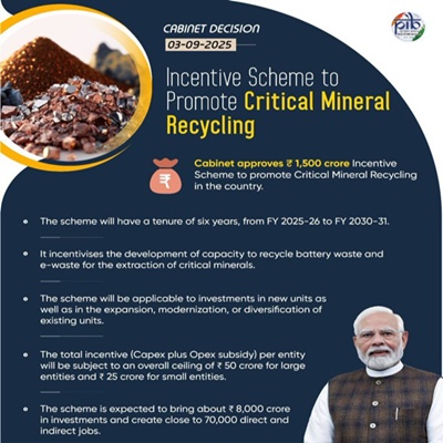 Cabinet  approves Incentive Scheme to promote Critical Mineral Recycling