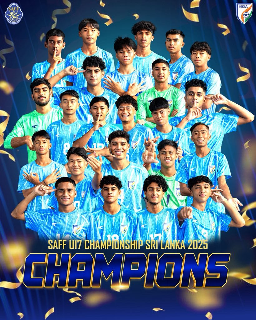 ભારતે બાંગ્લાદેશને 4-1થી હરાવીને સાતમી વખત SAFF-U-17 ફૂટબોલ સ્પર્ધા જીતી