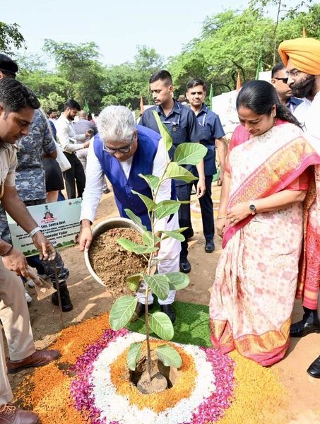 Union Minister Bhupender Yadav leads tree plantation drive in New Delhi under Seva Pakhwada