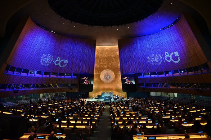 संयुक्त राष्ट्र महासभा के 80वें सत्र की उच्चस्तरीय चर्चा आज से शुरू होगी; वैश्विक संघर्ष और फ़लिस्तीन देश को मान्यता मुख्‍य मुद्दों में शामिल