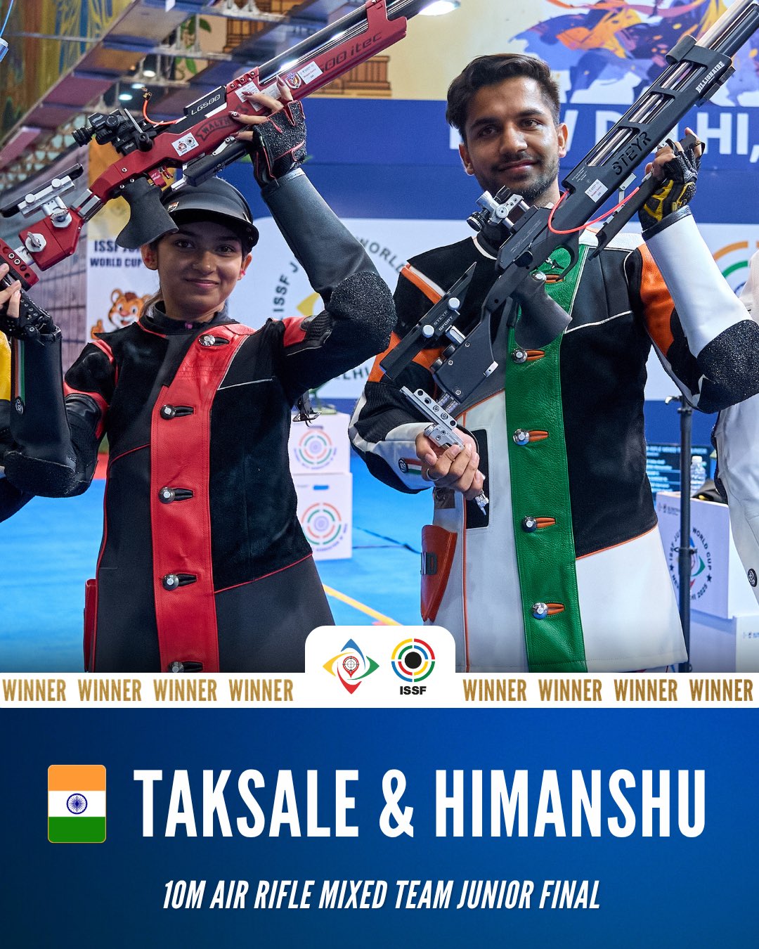 India Wins Mixed Team Gold in 10m Air Rifle at ISSF Junior World Cup