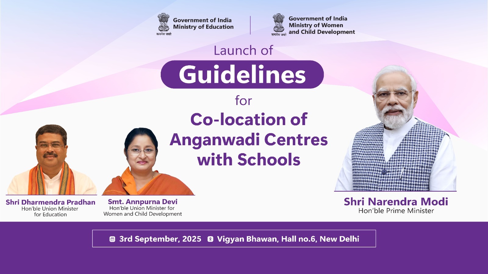 MWCD to Launch Guidelines on Co-Location of Anganwadi Centres with Schools in New Delhi