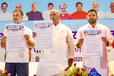 Congress, RJD-led Grand Alliance releases 1st part of Bihar elections manifesto