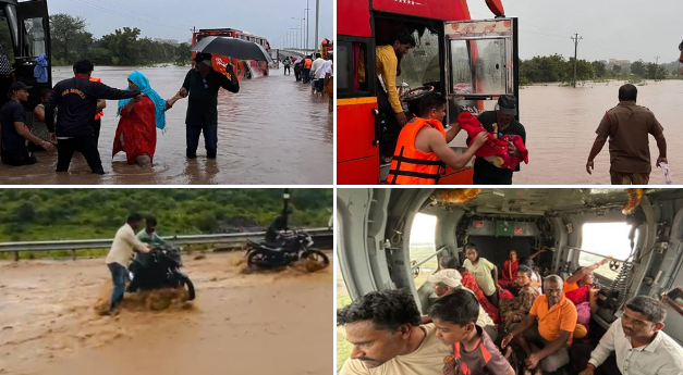 महाराष्ट्रात जोरदार पावसामुळे राज्यात अनेक ठिकाणी जनजीवन विस्कळीत