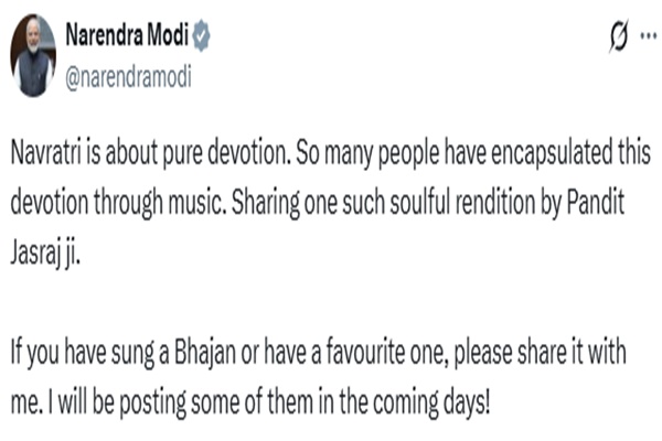 PM Modi Shares Soulful Pandit Jasraj Rendition on Navratri