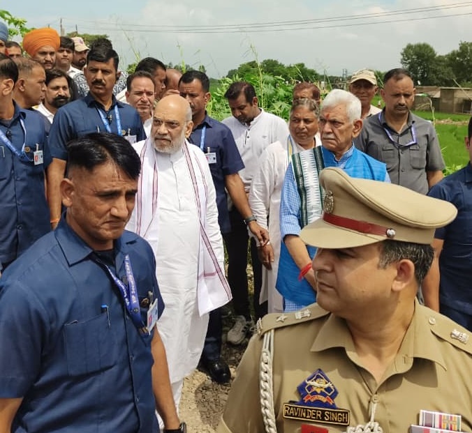 HM Amit Shah inspects flood-affected areas in Jammu City; To review rescue and restoration works