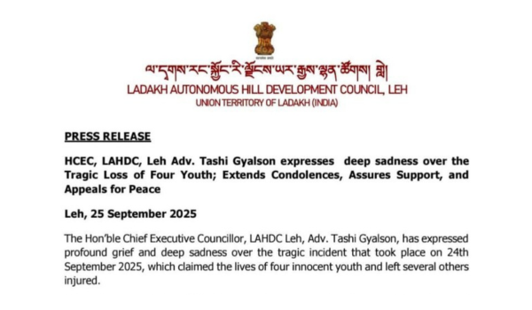 Leh Autonomous Hill Development Council Condoles Deaths of Four in Recent Incident