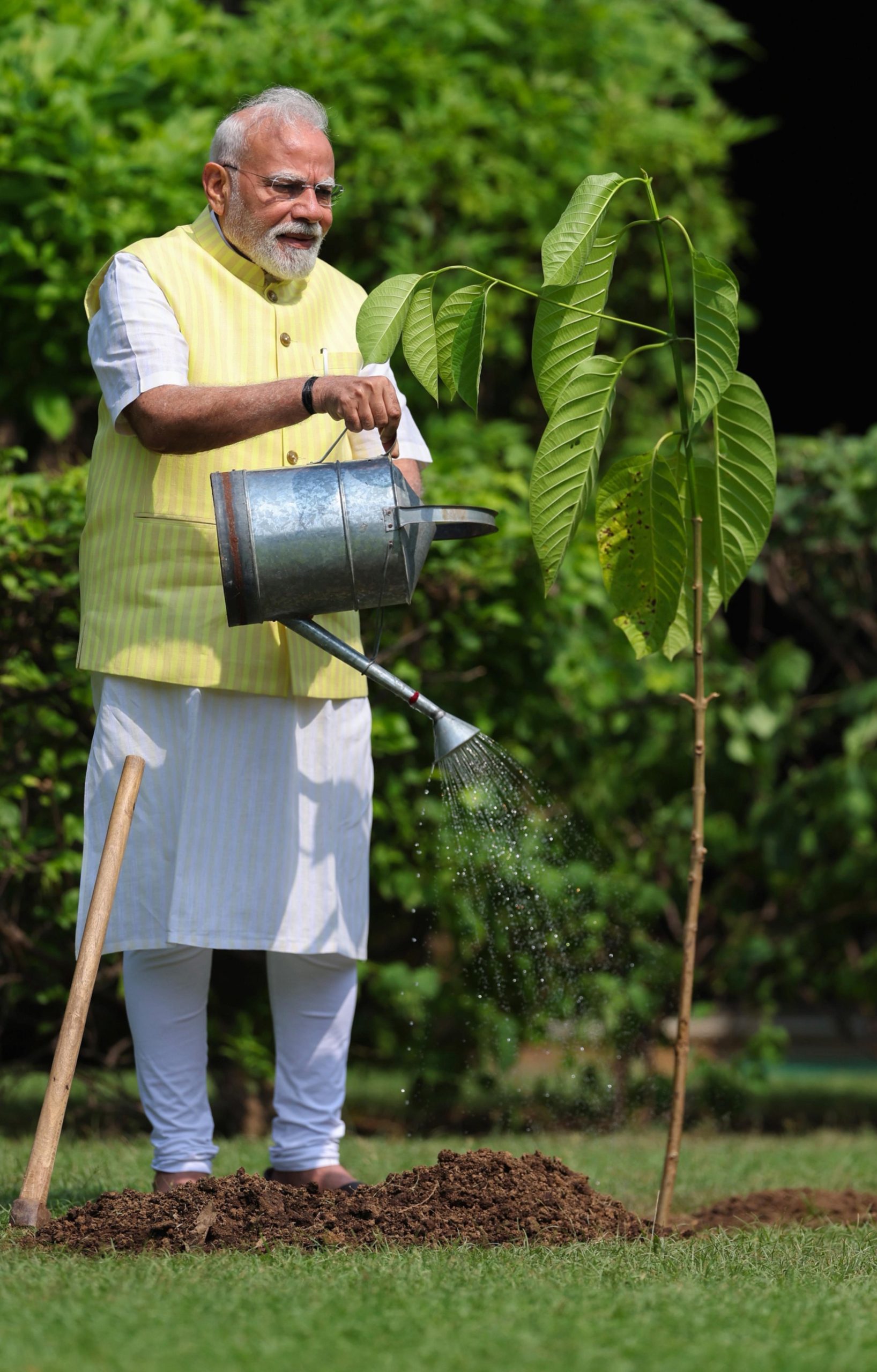 प्रधानमंत्री मोदी ने अपने आवास पर कदंब का पौधा लगाया