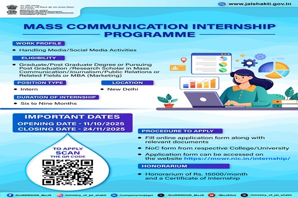 Jal Shakti Ministry Launches Mass Communication Internship Programme