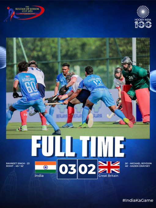 Sultan of Johor Cup: भारताचा ग्रेटब्रिटनवर पराभव करत विजयी सलामी