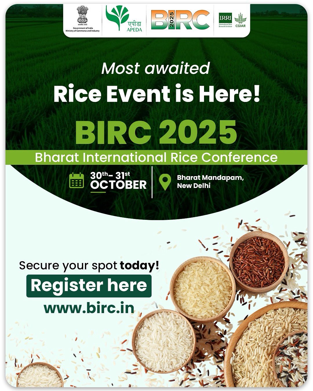 Bharat International Rice Conference 2025 to Be Held in New Delhi from 30th October