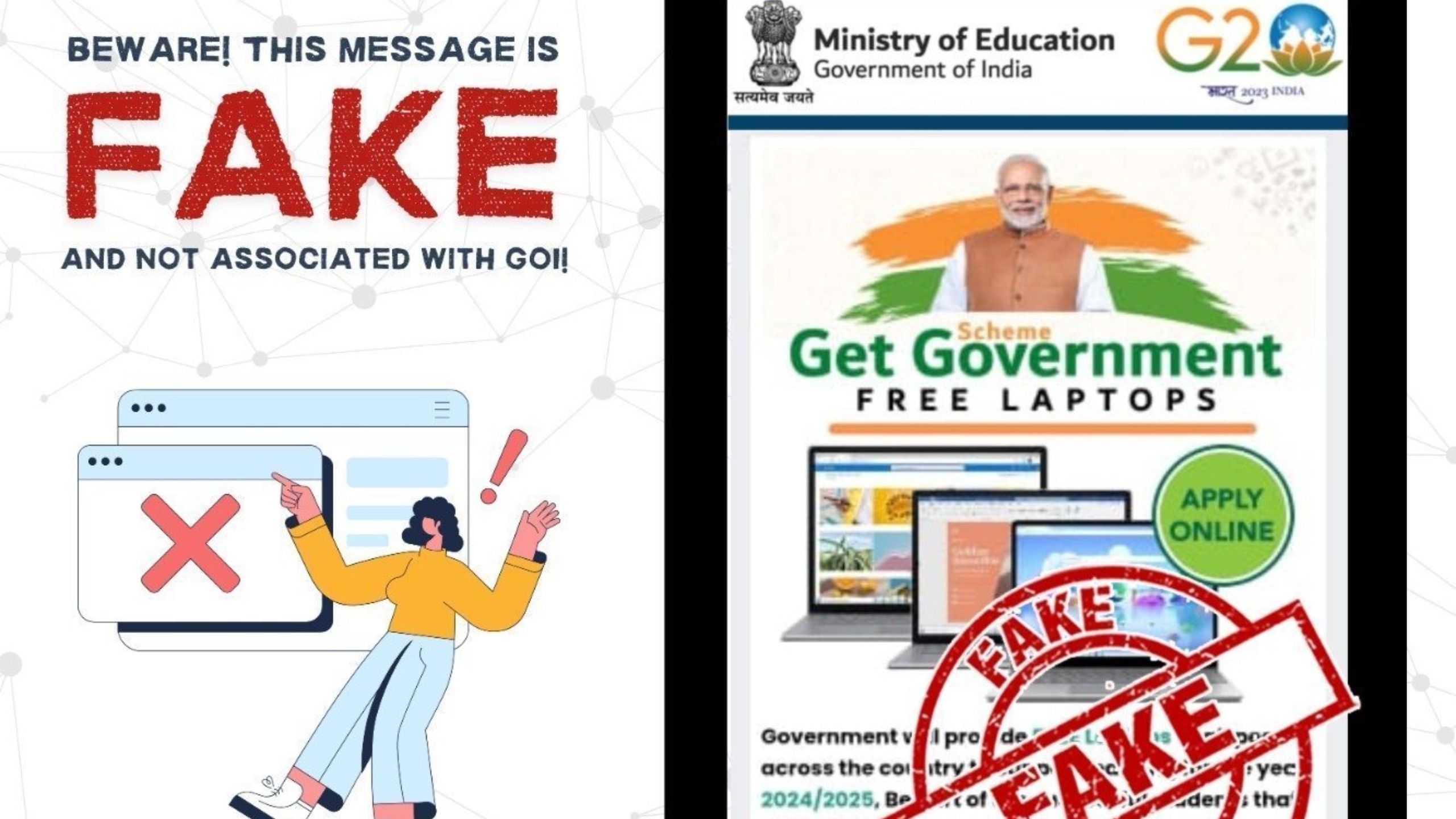 फैक्‍ट चेक:  केंद्र सरकार ने छात्रों को मुफ़्त लैपटॉप देने के दावों का खंडन किया