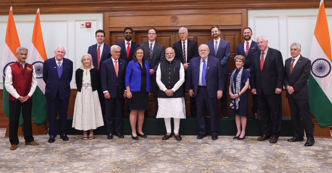 PM Modi Meets US Delegation Led by Walter Russell Mead