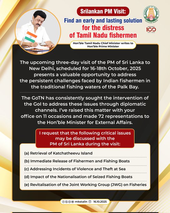 M.K Stalin Urges PM Modi to Address Fishermen Issues with Sri Lanka