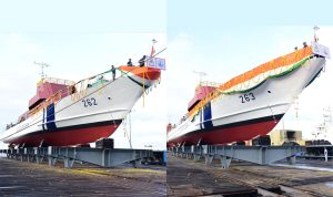 Indian Coast Guard Launches Two Advanced Fast Patrol Vessels at Goa Shipyard Indian Coast Guard Launches Two Advanced Fast Patrol Vessels at Goa Shipyard