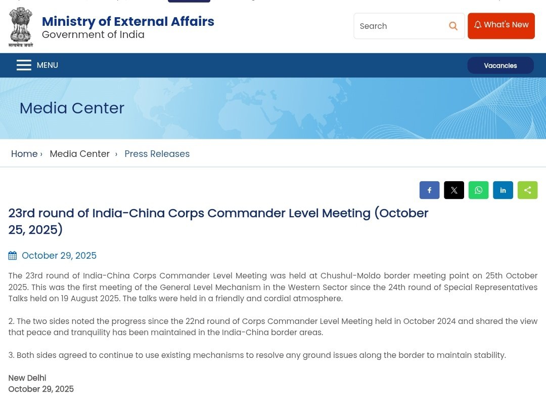 India, China Agree to Continue Dialogue Mechanisms to Maintain Border Stability