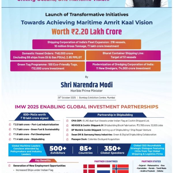 PM Modi to Chair Global Maritime CEO Forum Amid India Maritime Week 2025